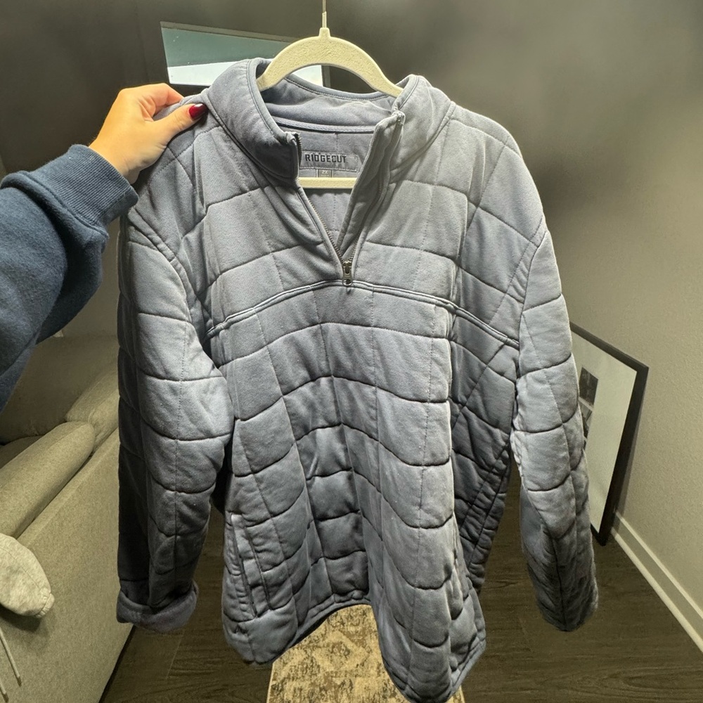 Blue Quilted Pullover Jacket (Oversized)